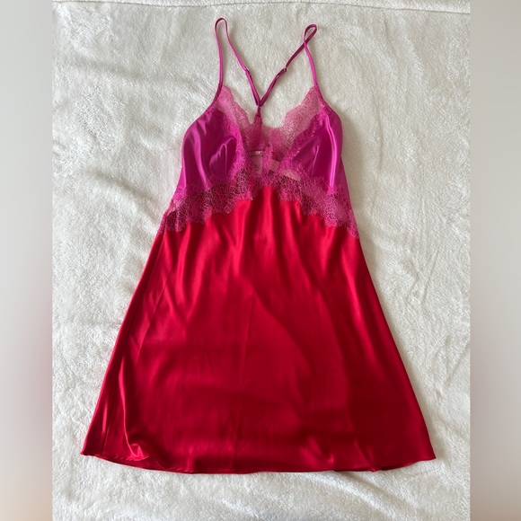 Victoria’s Secret Pink & Red Slip Dress - Picture 1 of 3
